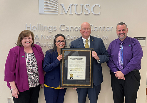 Secretary Hammond and staff Melissa Dunlap, Sharon Wiley and Doug Renew at the Hollings Cancer Center presentation.