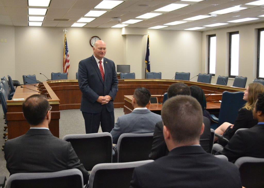 Secretary Hammond speaking to students and constituents